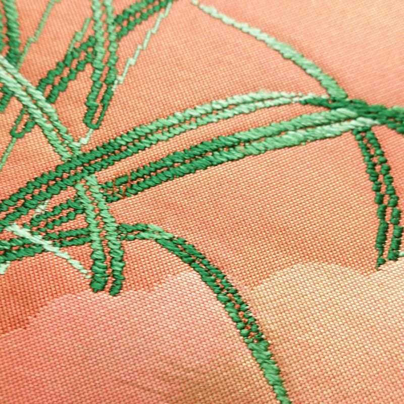 名古屋帯 太鼓柄 良品 正絹 木の葉・植物柄 名古屋仕立て 帯 ピンク_画像5