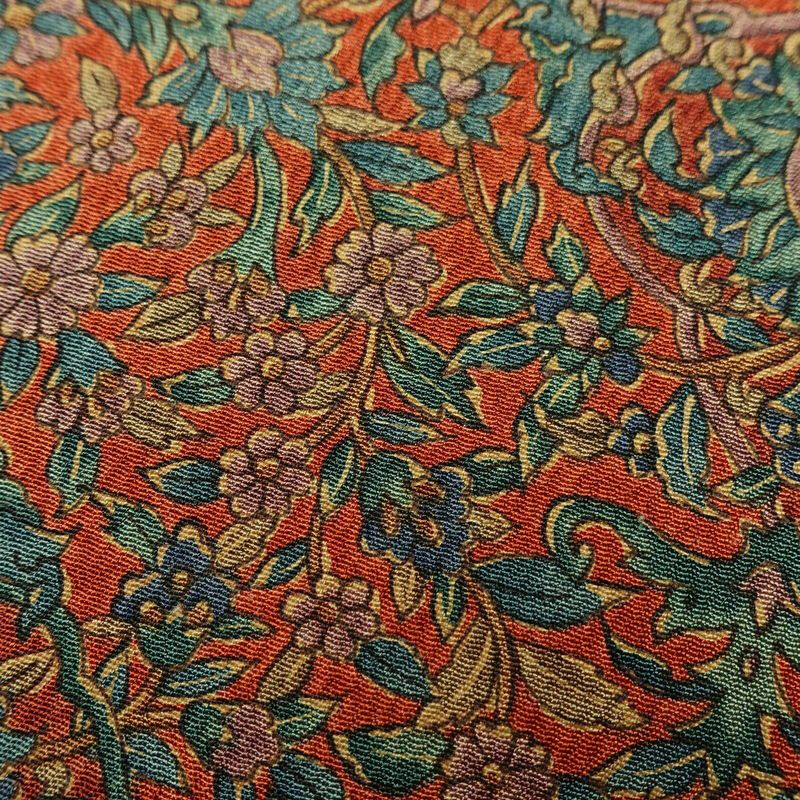 小紋 良品 縮緬 総柄 正絹 木の葉・植物柄 袷仕立て 身丈156cm 裄丈65.5cm 着物 橙_画像8