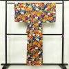 小紋 正絹 花柄 袷仕立て 身丈152cm 裄丈66.5cm 一部しつけ糸付き 着物 青・紺_画像2