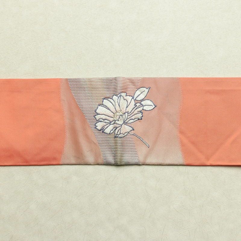 名古屋帯 太鼓柄 正絹 花柄 名古屋仕立て 銀糸 帯 ピンク_画像13