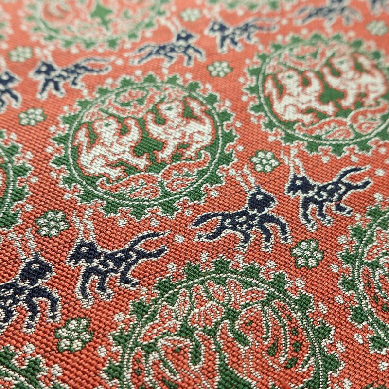 名古屋帯 全通柄 美品 正絹 幾何学柄・抽象柄 名古屋仕立て 帯 ピンク_画像5