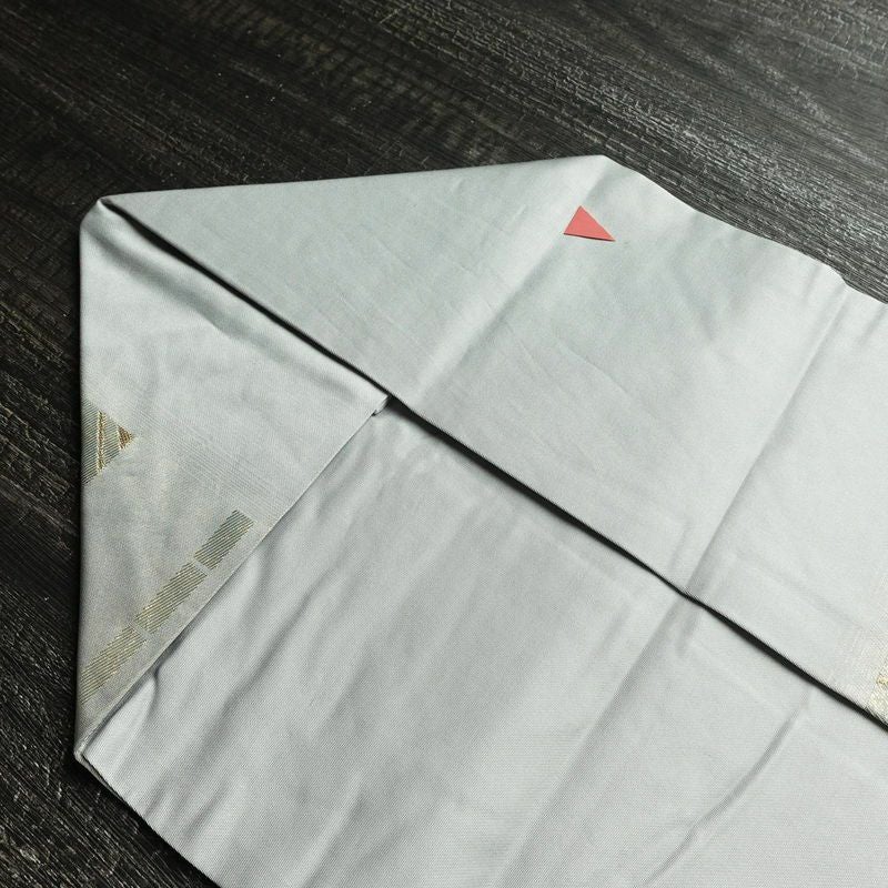 名古屋帯 太鼓柄 正絹 幾何学柄・抽象柄 名古屋仕立て 箔 金糸 帯 青・紺_画像15