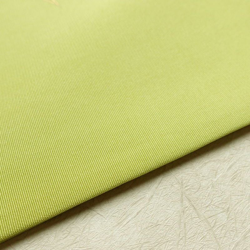 名古屋帯 太鼓柄 良品 金駒刺繍 正絹 花柄 名古屋仕立て 金彩 帯 緑・うぐいす色_画像12