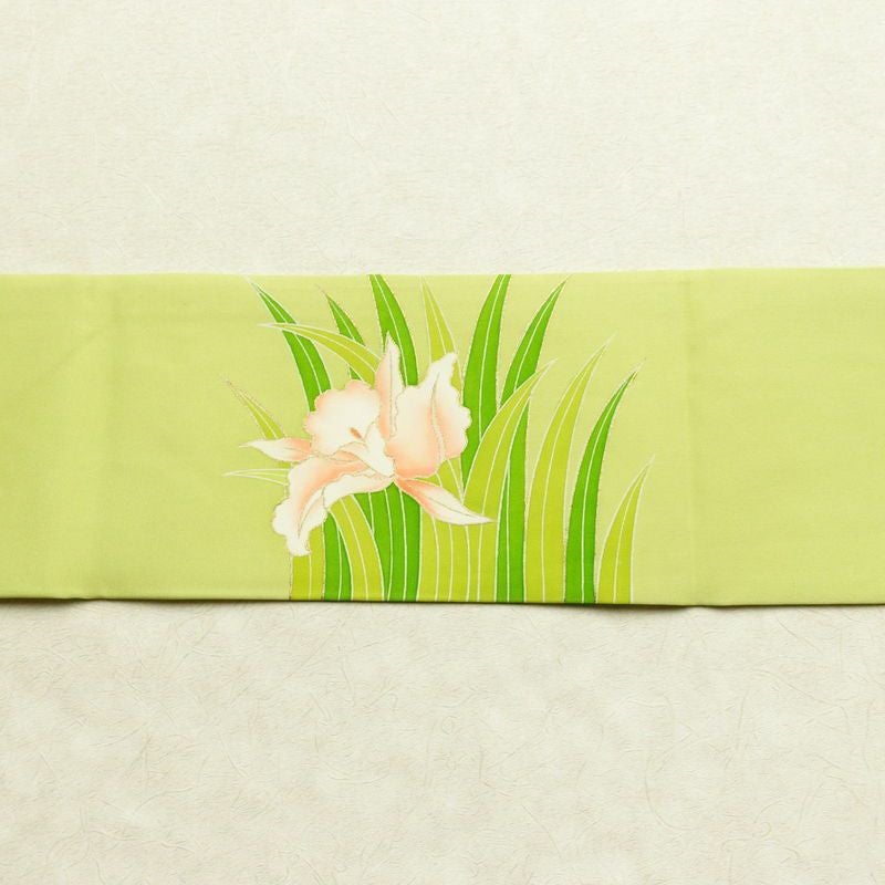 名古屋帯 太鼓柄 良品 金駒刺繍 正絹 花柄 名古屋仕立て 金彩 帯 緑・うぐいす色_画像15