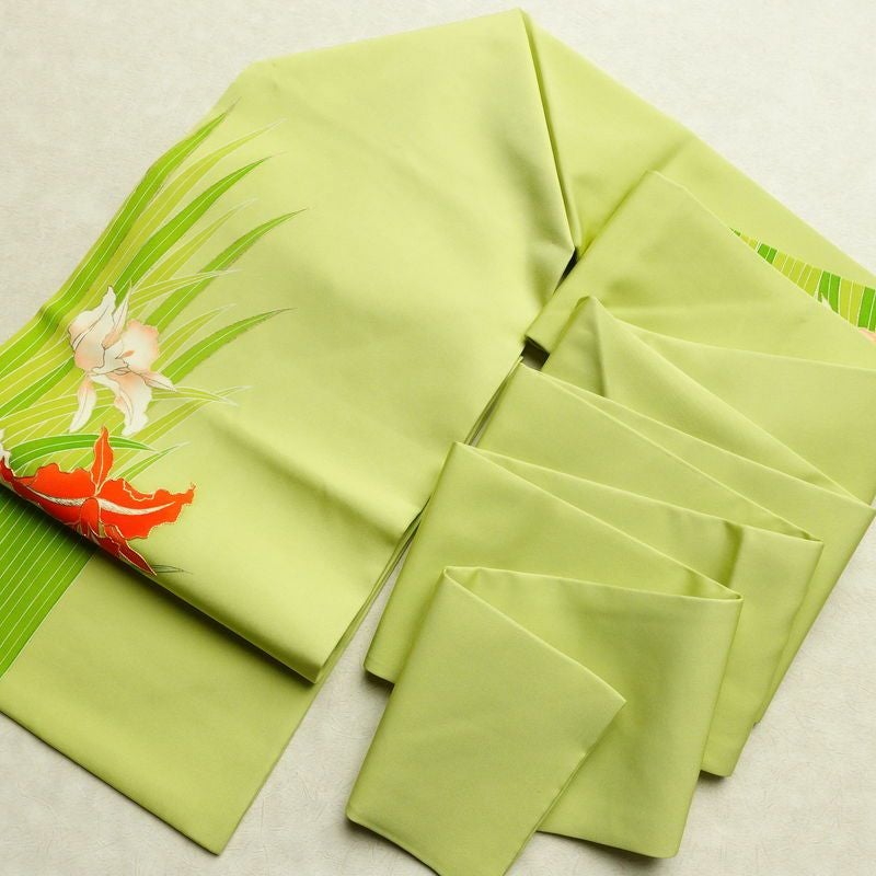 名古屋帯 太鼓柄 良品 金駒刺繍 正絹 花柄 名古屋仕立て 金彩 帯 緑・うぐいす色_画像17