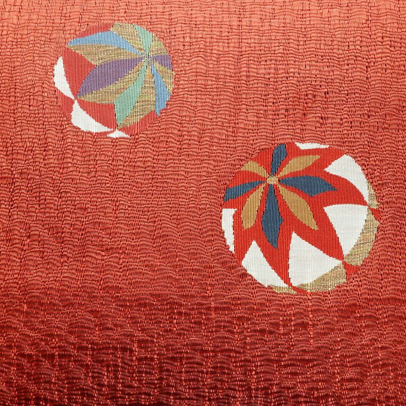 名古屋帯 太鼓柄 美品 正絹 名古屋仕立て 鞠 帯 ピンク_画像2