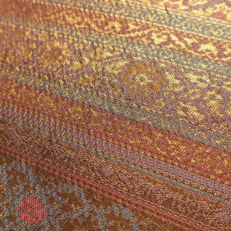 袋帯 六通柄 フォーマル用 正絹 縞柄・線柄 箔 帯 紫・藤色_画像5