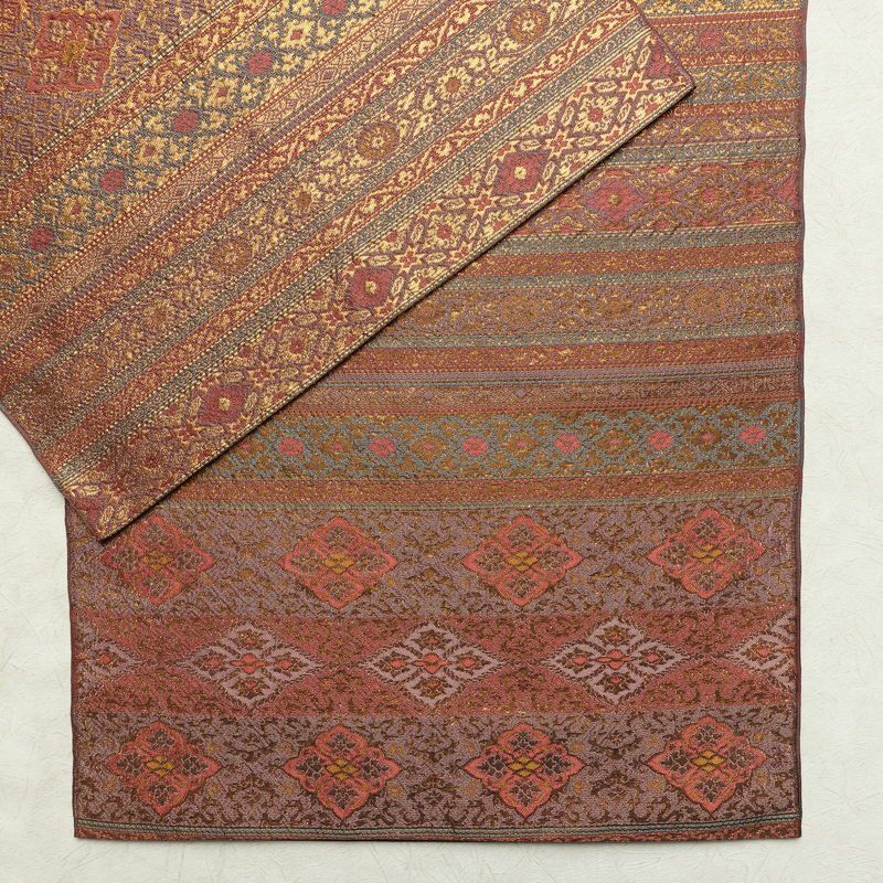 袋帯 六通柄 フォーマル用 正絹 縞柄・線柄 箔 帯 紫・藤色_画像13