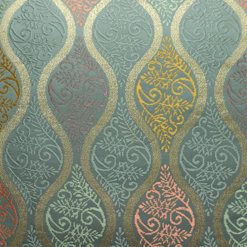 袋帯 六通柄 フォーマル用 正絹 流水・波柄 立涌 帯 緑・うぐいす色_画像2