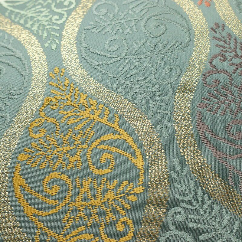 袋帯 六通柄 フォーマル用 正絹 流水・波柄 立涌 帯 緑・うぐいす色_画像5