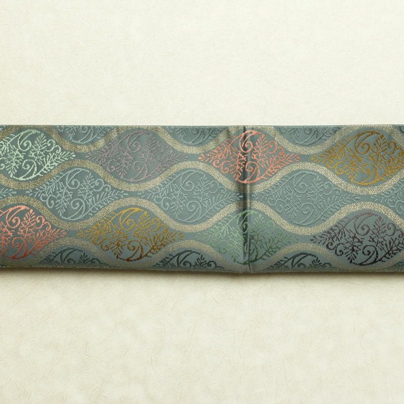 袋帯 六通柄 フォーマル用 正絹 流水・波柄 立涌 帯 緑・うぐいす色_画像15