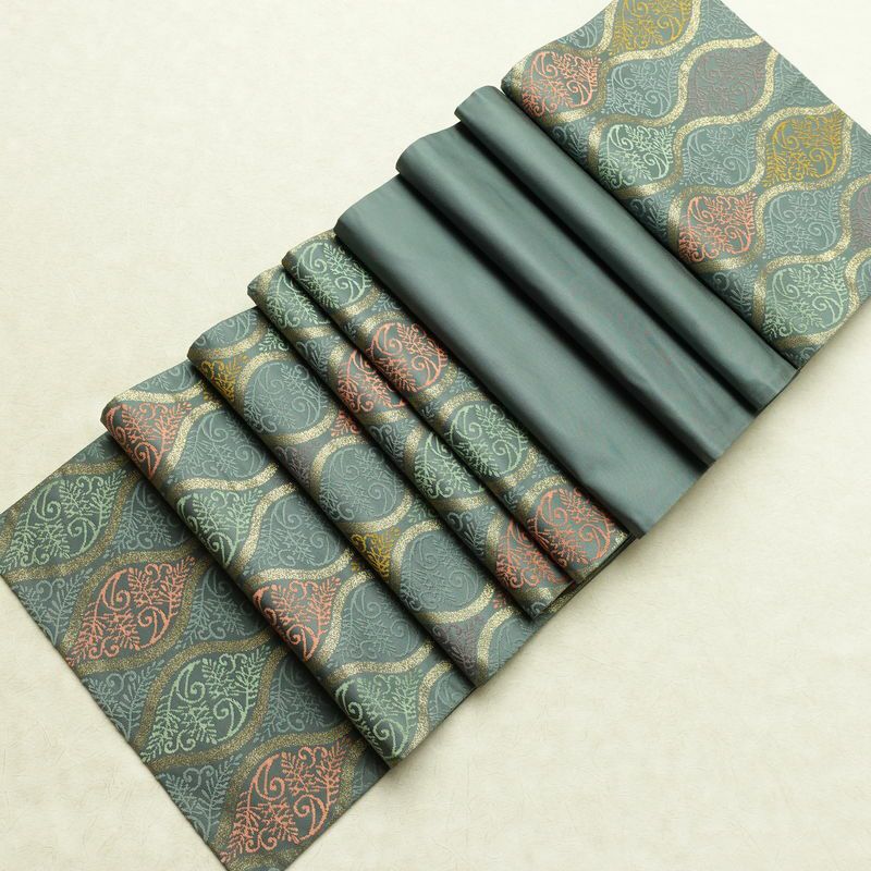 袋帯 六通柄 フォーマル用 正絹 流水・波柄 立涌 帯 緑・うぐいす色_画像19