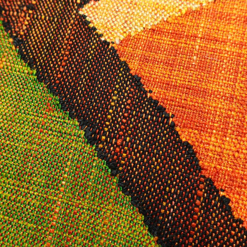 名古屋帯 紬地 六通柄 美品 正絹 幾何学柄・抽象柄 松葉仕立て 帯 橙_画像3