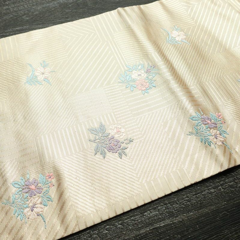 名古屋帯 六通柄 良品 正絹 花柄 名古屋仕立て 箔 帯 ピンク_画像8