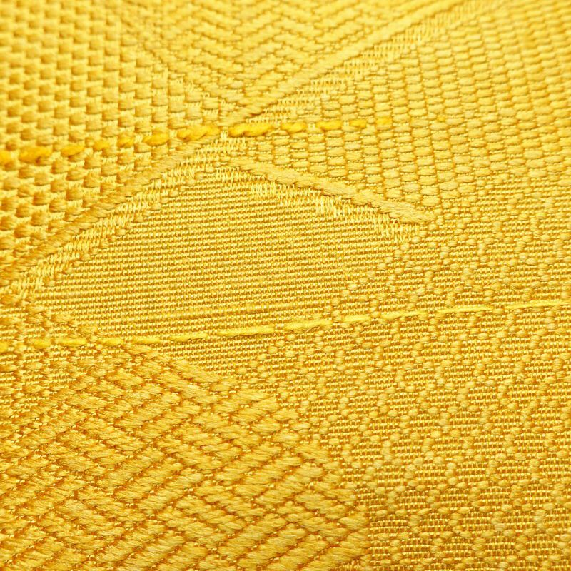 名古屋帯 全通柄 正絹 古典柄 松葉仕立て 帯 黄・黄土色_画像5