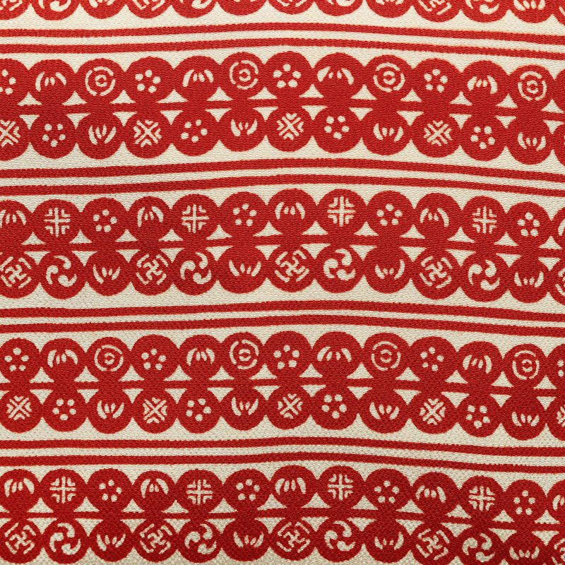 名古屋帯 全通柄 良品 縮緬 正絹 縞柄・線柄 名古屋仕立て 帯 赤・朱_画像2