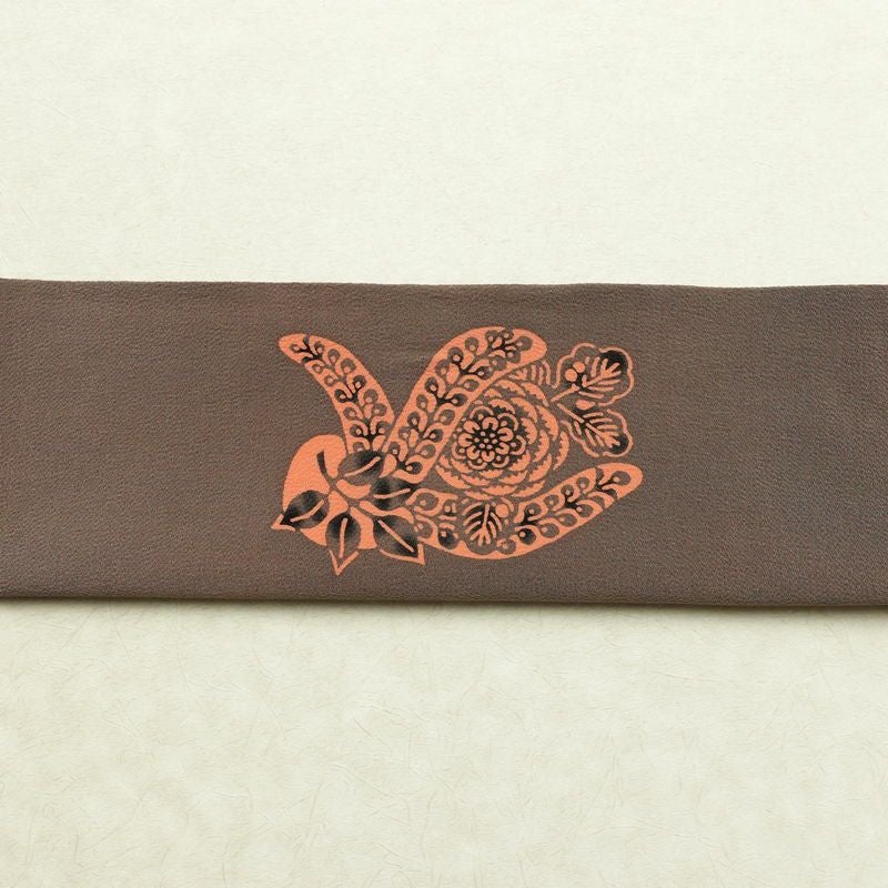 名古屋帯 草木手染 太鼓柄 縮緬 正絹 花柄 通し仕立て 帯 紫・藤色_画像15