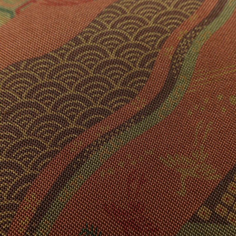 袋帯 全通柄 良品 一般用 正絹 古典柄 帯 茶_画像5