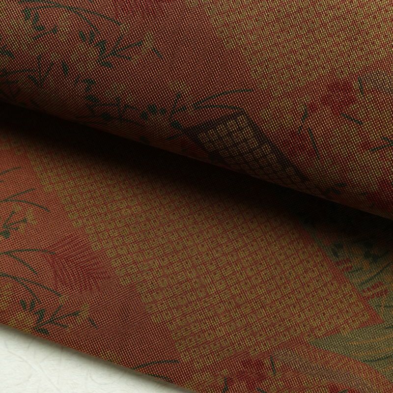 袋帯 全通柄 良品 一般用 正絹 古典柄 帯 茶_画像7