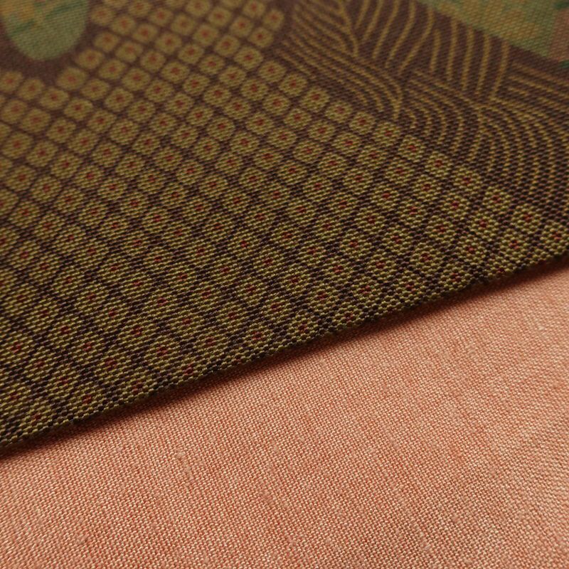 袋帯 全通柄 良品 一般用 正絹 古典柄 帯 茶_画像12