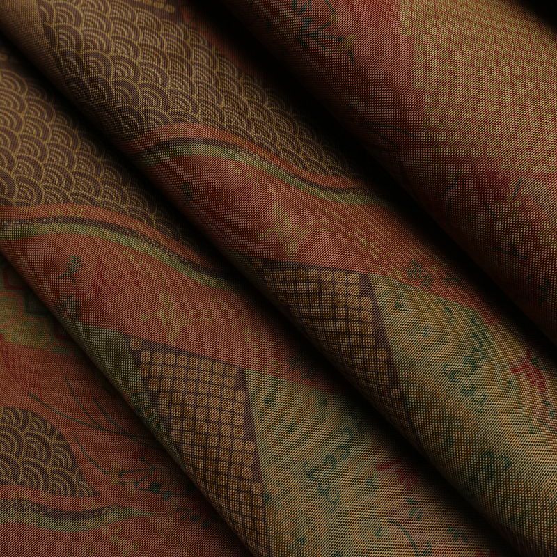 袋帯 全通柄 良品 一般用 正絹 古典柄 帯 茶_画像18