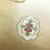 名古屋帯 太鼓柄 正絹 幾何学柄・抽象柄 名古屋仕立て 箔 刺繍 帯 黄・黄土色_画像3