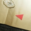 名古屋帯 太鼓柄 正絹 幾何学柄・抽象柄 名古屋仕立て 箔 刺繍 帯 黄・黄土色_画像17