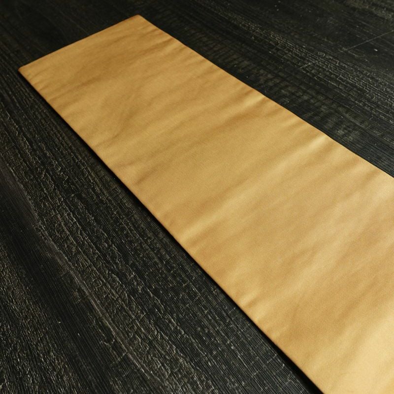 名古屋帯 太鼓柄 正絹 幾何学柄・抽象柄 名古屋仕立て 箔 刺繍 帯 黄・黄土色_画像18