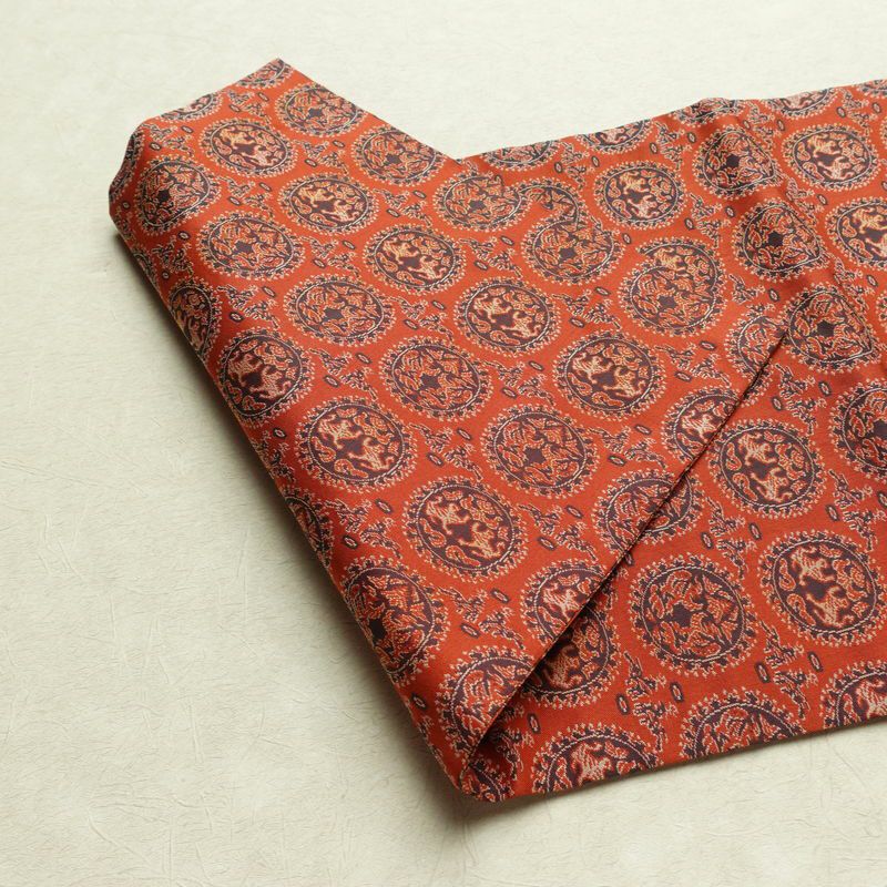 名古屋帯 全通柄 美品 正絹 幾何学柄・抽象柄 名古屋仕立て 帯 赤・朱_画像9