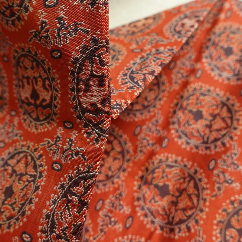 名古屋帯 全通柄 美品 正絹 幾何学柄・抽象柄 名古屋仕立て 帯 赤・朱_画像19