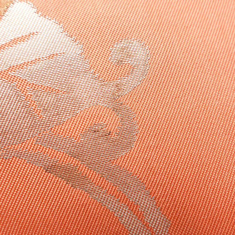 名古屋帯 六通柄 正絹 木の葉・植物柄 名古屋仕立て 箔 帯 ピンク_画像4