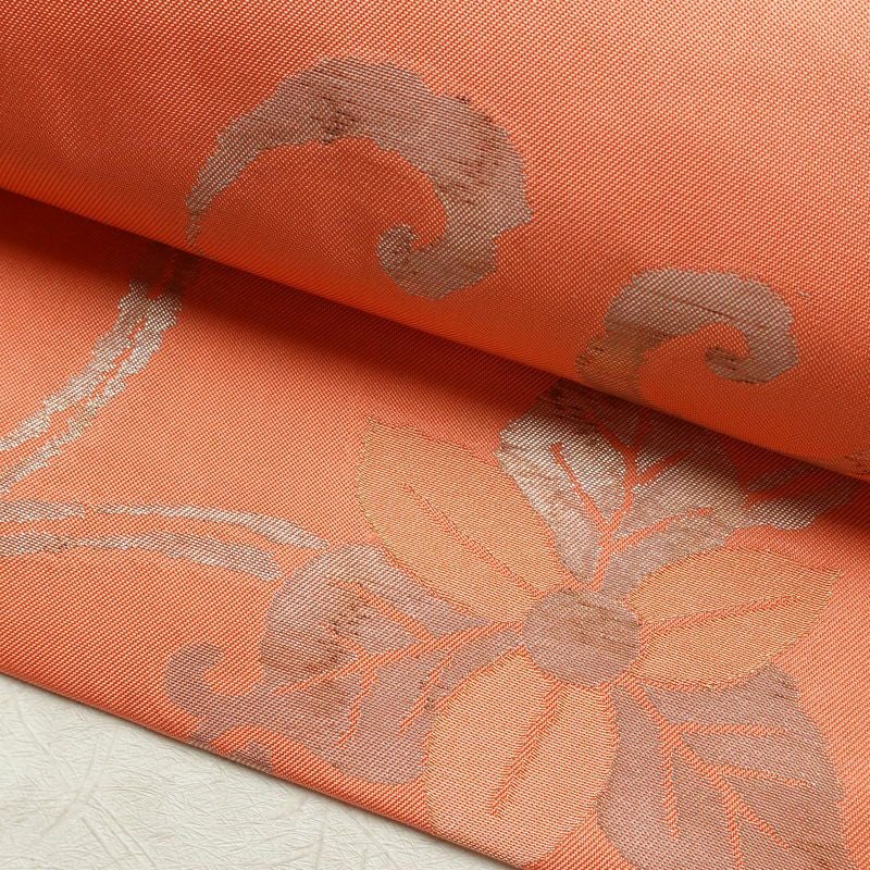 名古屋帯 六通柄 正絹 木の葉・植物柄 名古屋仕立て 箔 帯 ピンク_画像7