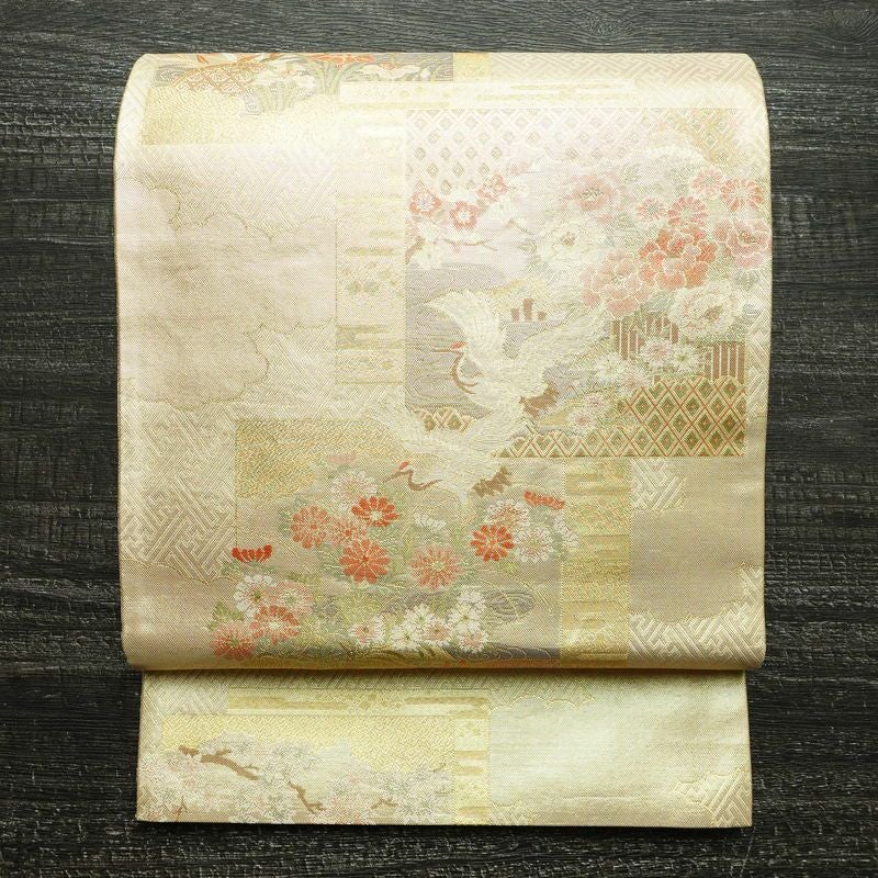 袋帯 六通柄 フォーマル用 正絹 古典柄 箔 帯 金・銀_画像1