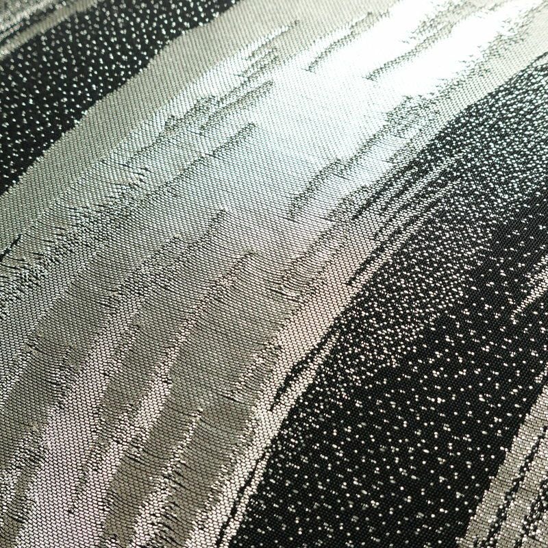 袋帯 六通柄 良品 フォーマル用 正絹 流水・波柄 箔 帯 黒_画像3