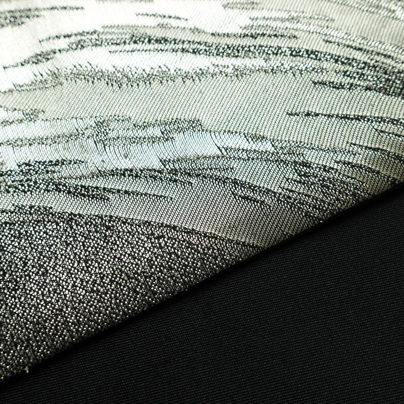 袋帯 六通柄 良品 フォーマル用 正絹 流水・波柄 箔 帯 黒_画像11