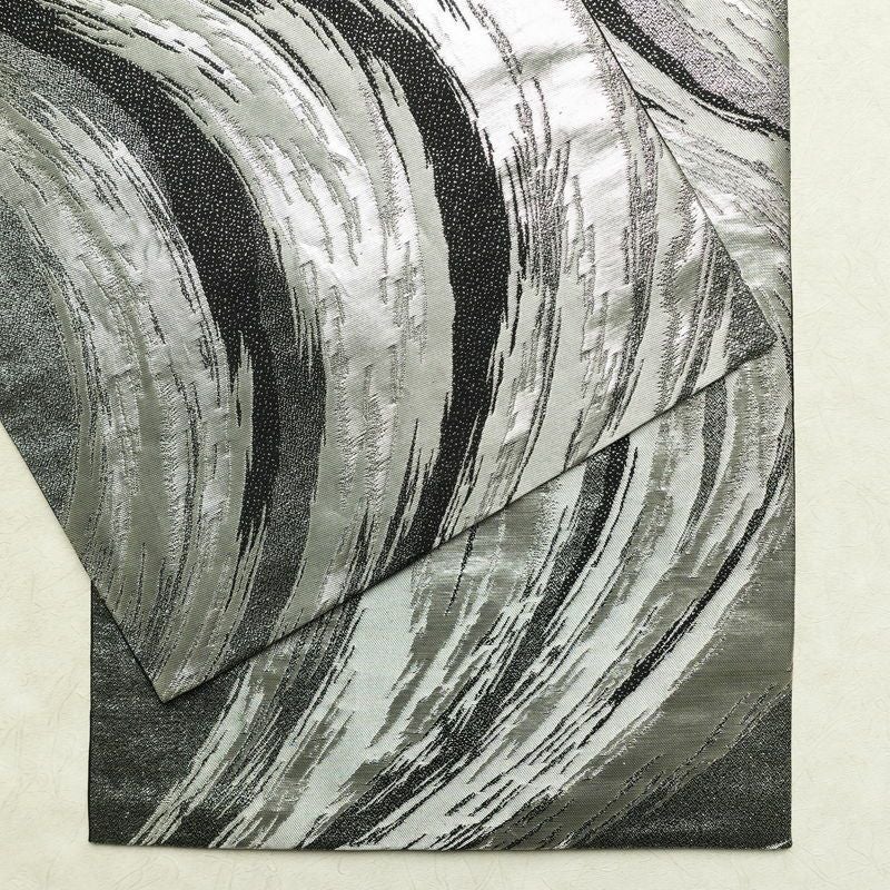 袋帯 六通柄 良品 フォーマル用 正絹 流水・波柄 箔 帯 黒_画像12