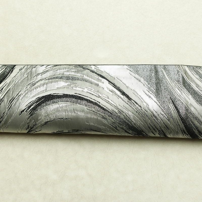 袋帯 六通柄 良品 フォーマル用 正絹 流水・波柄 箔 帯 黒_画像14