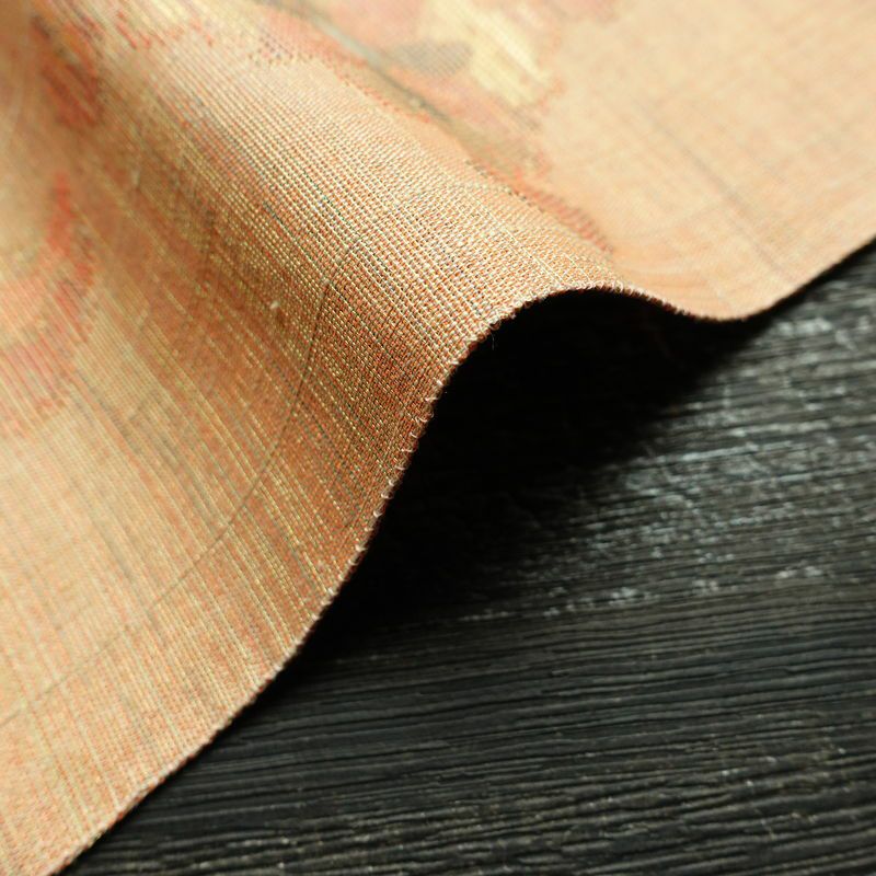 袋帯 手織 草木染紬帯 六通柄 良品 一般用 正絹 花柄 金糸 帯 くすみオレンジ 橙_画像18