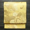 袋帯 六通柄 フォーマル用 正絹 花柄 箔 帯 黄・黄土色_画像1