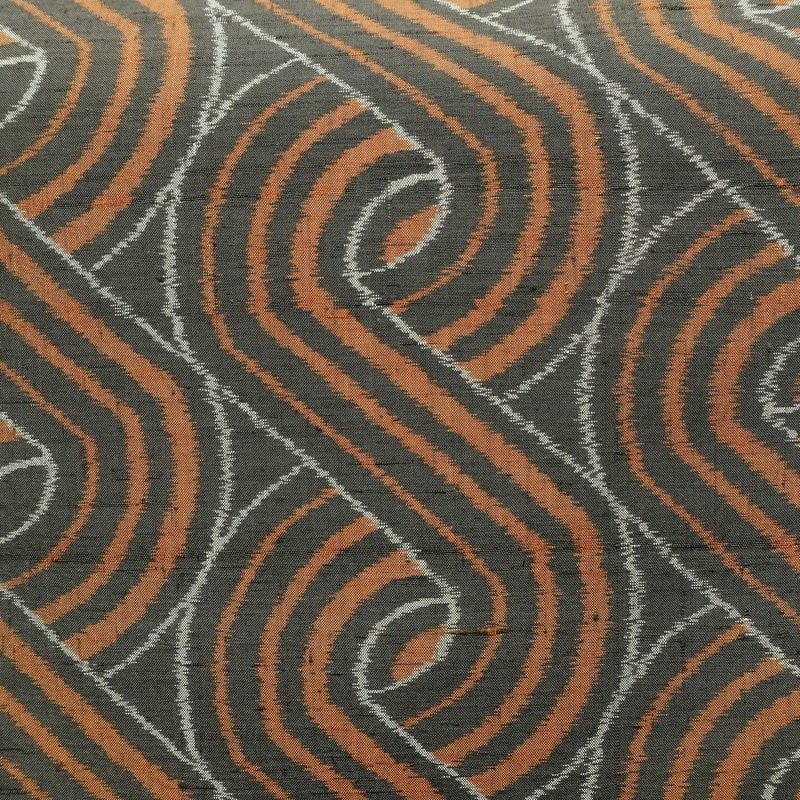 名古屋帯 全通柄 良品 正絹 幾何学柄・抽象柄 通し仕立て 帯 グレー_画像2