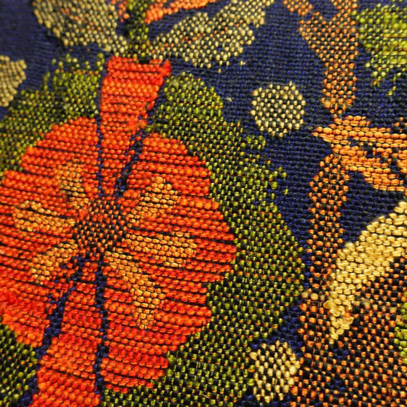 名古屋帯 太鼓柄 良品 正絹 幾何学柄・抽象柄 名古屋仕立て 帯 青・紺_画像5