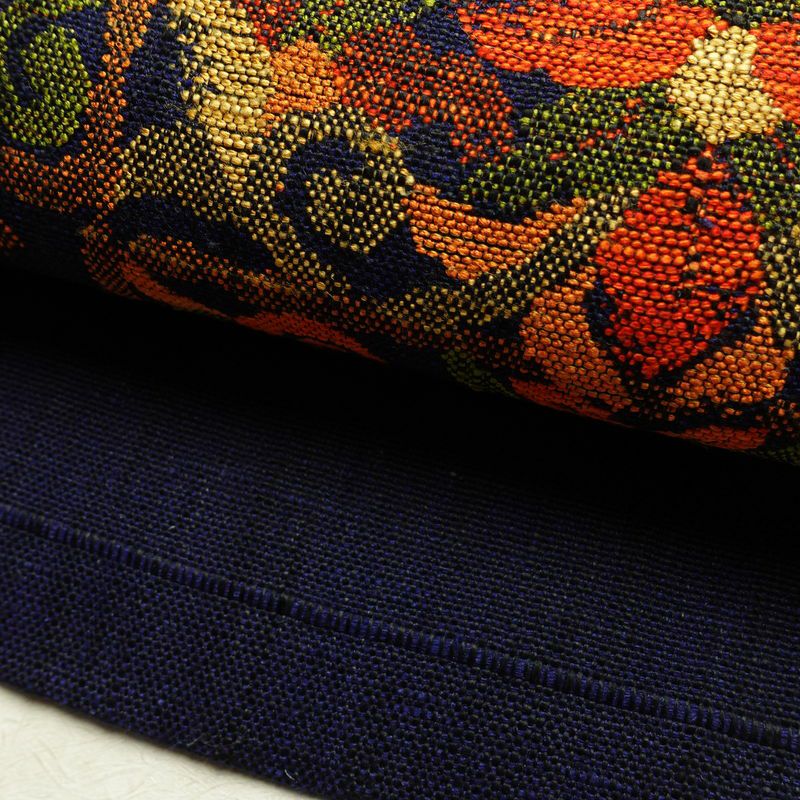 名古屋帯 太鼓柄 良品 正絹 幾何学柄・抽象柄 名古屋仕立て 帯 青・紺_画像7