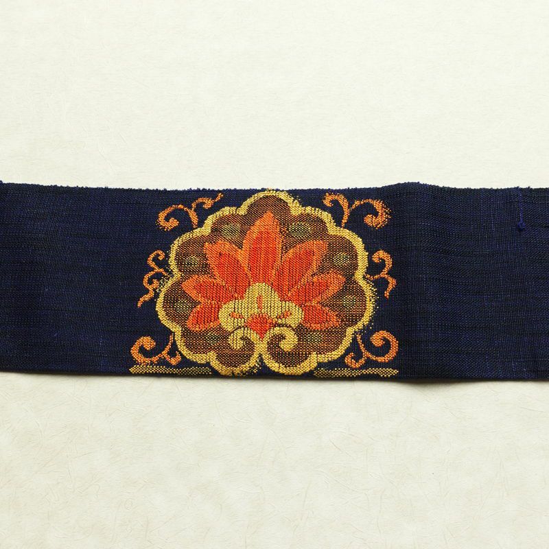 名古屋帯 太鼓柄 良品 正絹 幾何学柄・抽象柄 名古屋仕立て 帯 青・紺_画像13