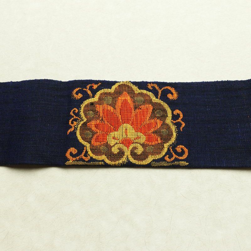 名古屋帯 太鼓柄 良品 正絹 幾何学柄・抽象柄 名古屋仕立て 帯 青・紺_画像14