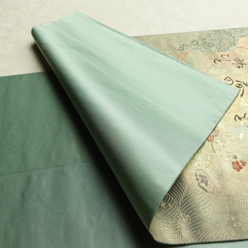 袋帯 六通柄 フォーマル用 正絹 箔 帯 緑・うぐいす色_画像9