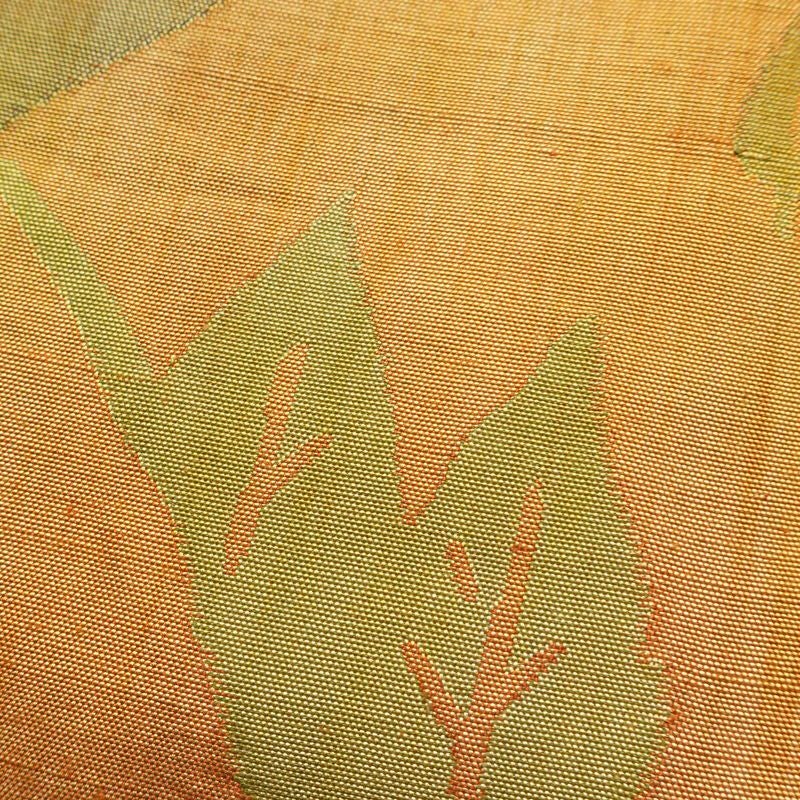 袋帯 紬地 六通柄 一般用 正絹 風景柄 帯 黄・黄土色_画像3