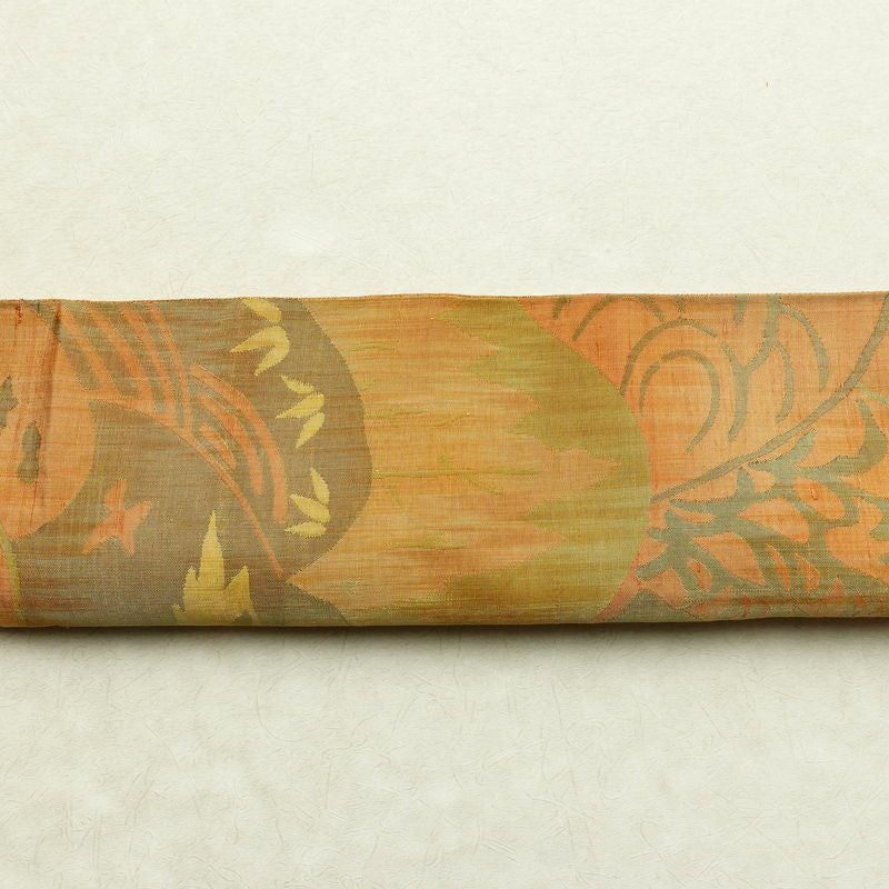 袋帯 紬地 六通柄 一般用 正絹 風景柄 帯 黄・黄土色_画像14