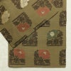袋帯 六通柄 一般用 正絹 花柄 帯 緑・うぐいす色_画像12