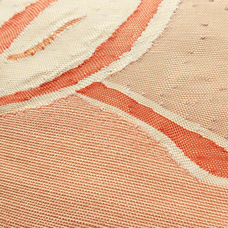 名古屋帯 太鼓柄 正絹 木の葉・植物柄 名古屋仕立て 帯 ピンク_画像5