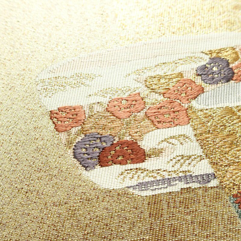名古屋帯 太鼓柄 正絹 その他の柄 名古屋仕立て 箔 刺繍 金通し 帯 金・銀_画像5